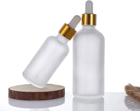 100ml/3.4oz Frosted Glass Dropper Bottles,2 Packs Essential Oil Dropper Bottles Perfume Sample Bottles Cosmetic Containers With Glass Eye Dropper (rose gold lids) in Kuwait