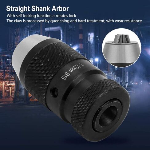 B16 Keyless Drill Chuck, Carbon Steel Self Tightening Lathe Chuck, Wear Claw, Conical and Threaded Hole Connection, Easy Disassembly, Fits Most Drilling and Lathes (1/13-B16 Lightweight) in Kuwait