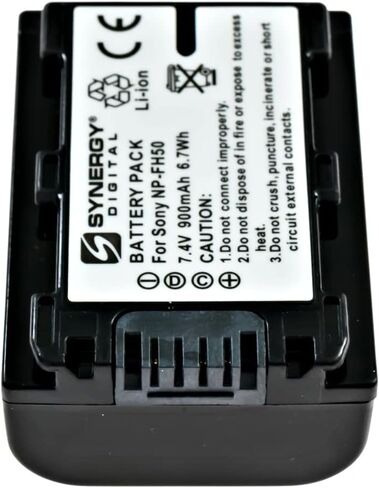 بطاريات الكاميرا الرقمية الرقمية التآزر ، متوافقة مع بطاريات الكاميرا الرقمية Sony NP-FH50 ، NPFH50 (LI-ION ، 7.4 فولت ، 900 مللي أمبير) ، مجموعة من 2 in Saudi Arabia