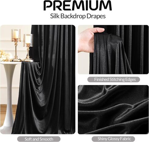 White Satin Backdrop Curtains 2 Panels - Glitter Photo Drapes for Baby Shower, 10x10FT Shimmer Back Drop Cloth, Wrinkle Free for Birthday Party Prom Wedding Stage Background in Kuwait