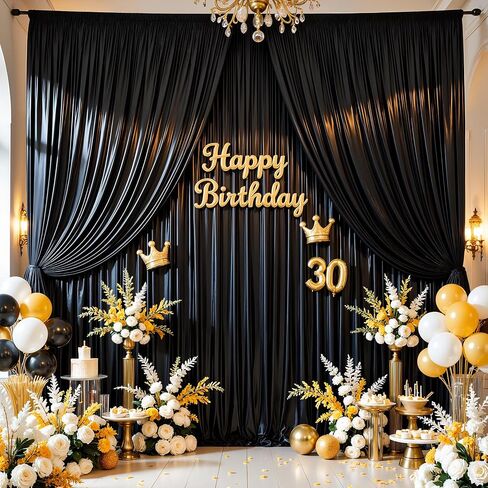 White Satin Backdrop Curtains 2 Panels - Glitter Photo Drapes for Baby Shower, 10x10FT Shimmer Back Drop Cloth, Wrinkle Free for Birthday Party Prom Wedding Stage Background in Kuwait