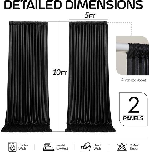 White Satin Backdrop Curtains 2 Panels - Glitter Photo Drapes for Baby Shower, 10x10FT Shimmer Back Drop Cloth, Wrinkle Free for Birthday Party Prom Wedding Stage Background in Kuwait