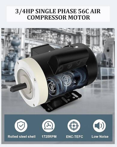 محرك كهربائي 1.5HP محرك أحادي الطور 1750 دورة في الدقيقة 56C 115/230 فولت 5/8 "قطر العمود CW/CCW TEFC IP55 60 هرتز in Saudi Arabia