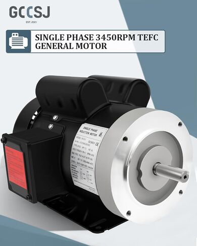Electric Motor 1.5HP Single Phase Motor 1750RPM 56C 115/230V 5/8"Shaft Diameter CW/CCW TEFC IP55 60HZ in Kuwait