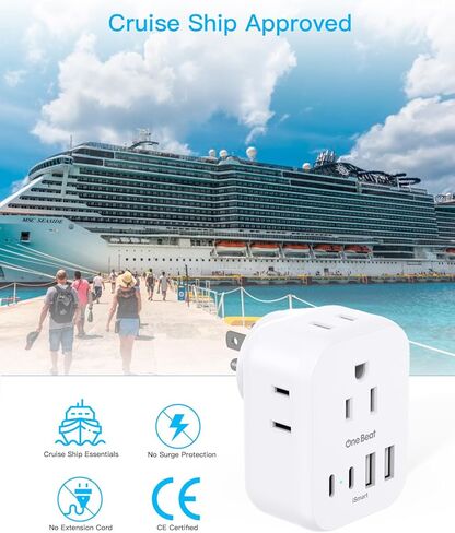 Multi Plug Outlet Extender, Power Strip Non Surge Protector Electric Outlet Splitter with 3 USB Wall Charger (1 USB C), Multiple Outlet Expander for Cruise, Dorm, Travel, Home, Office in Kuwait