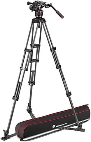 Manfrotto Nitrotech 608 Fluid Head لتصوير الفيديو مع ألياف الكربون Twin Twin Tripod Ground for DSLR ، أنظمة كاميرات الفيديو والفيديو ، وملحقات التصوير الفوتوغرافي - حمولة 14 كجم in Saudi Arabia