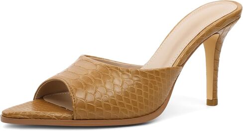 Eldof Women's Heeled Sandals Mules Open Toe Mesh Stiletto Heels Slip On Dress 3.5 Inches in Saudi Arabia