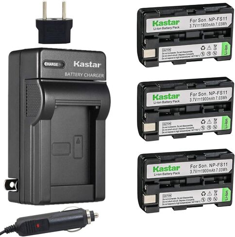 بطارية KASTAR 3 عبوات وشاحن لـ Sony NP-FS11 و CCD-CR1 CCD-CR5 DCR-PC1 DCR-PC2 DCR-PC3 DCR-PC4 DCR-PC5 DCR-TRV1VE CYBERSHOT DSC-P50 DSC-P50 DSC-P50 in Saudi Arabia