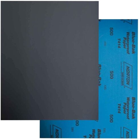 Norton 66261139361 9x11" Blue-Bak T414 Silicon Carbide Waterproof Paper Sanding Sheets, 500 Grit, 50 Pack in Saudi Arabia