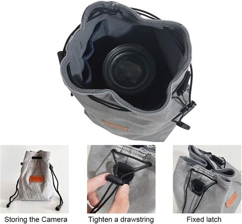 Camera Bag, for SLR DSLR, for Lenses <230mm Long <160mm Diameter, Inner Pocket for Batteries, Memory Cards, With Shoulder Strap, Camera Crossbody Bag for Women and Men(9.8×6.3×4inch),Grey in Saudi Arabia