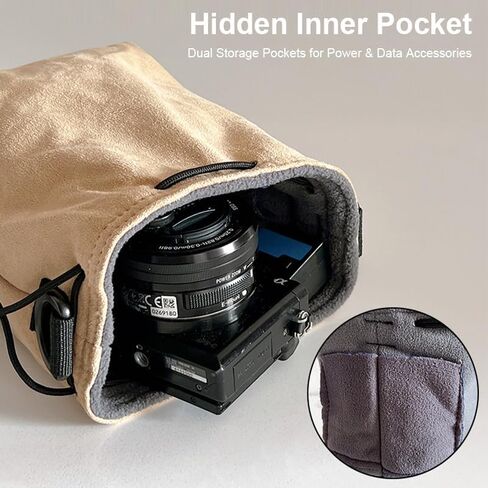 Camera Bag, for SLR DSLR, for Lenses <230mm Long <160mm Diameter, Inner Pocket for Batteries, Memory Cards, With Shoulder Strap, Camera Crossbody Bag for Women and Men(9.8×6.3×4inch),Grey in Saudi Arabia