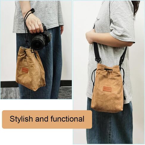 Camera Bag, for SLR DSLR, for Lenses <230mm Long <160mm Diameter, Inner Pocket for Batteries, Memory Cards, With Shoulder Strap, Camera Crossbody Bag for Women and Men(9.8×6.3×4inch),Grey in Saudi Arabia