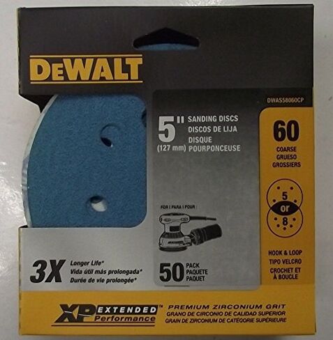 DEWALT 50-Pack 60-GRIT 5-in Zirconium DISC SANDPAPER in Kuwait