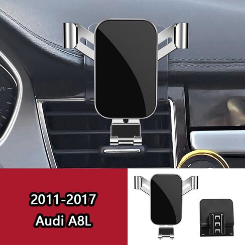 حامل هاتف السيارة لـ Audi A8L 2011-2017 ، حامل قابل للتعديل بزاوية 360 درجة ، قبضة آمنة ، وسهلة الاستخدام ، وخالية من اليدين للقيادة الآمنة ، والتصميم اليومي المتين ، والأسود in Kuwait