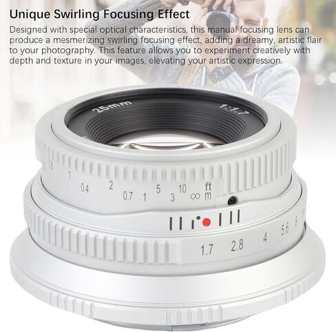 Camera Manual Focus Fixed Lens for FX/X Mount, 25mm F1.7 APS - C Manual Focusing Lens Compatible with XE1 XE2 XA5 XA7 XS10 XM5 (Silver) in Saudi Arabia