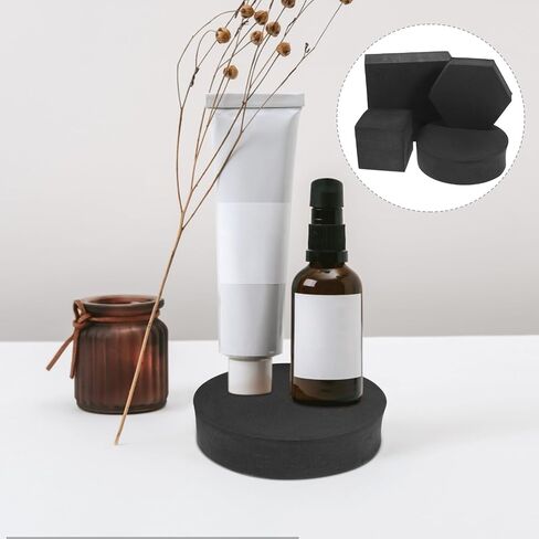 Proctrogrogrograck Props Props الهندسة المكعبات الدعائم ، الدعائم المكعبات الهندسية السوداء لالتقاط الصور 4pcs لأدوات مكياج تزيين الكعك ، الأطعمة ، الطعام ، in Saudi Arabia