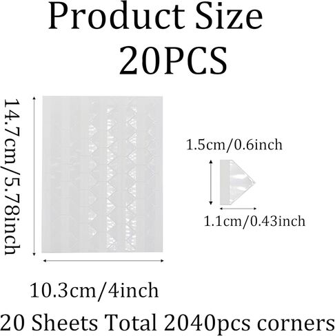 pson 20 Sheets(2040Pcs) Self Adhesive Photo Corners Stickers for Scrapbooking, Photo Albums, DIY Crafts, Journals(Gold, Silver and White) in Saudi Arabia