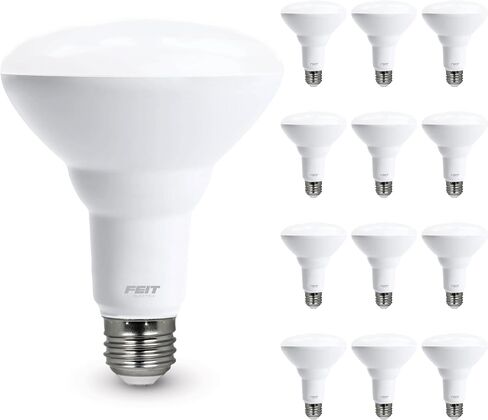 مصابيح إضاءة LED كهربائية BR30 من Feit، ما يعادل 65 وات، غير قابلة للتعتيم، عمر 10 سنوات، 650 لومن، 2700 كلفن أبيض ناعم، مصابيح إضاءة يمكن تركيبها بقاعدة E26، مصابيح إضاءة فيضانات، تصنيف رطب، 3 عبوات، BR30/10KLED/3 in Kuwait