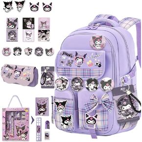 حقيبة الظهر Kawaii مع إكسسوارات 18pcs الرسوم المتحركة الرسوم المتحركة المضادة للسرقة سفر حقيبة الفصل الدراسي الجديد مع دبابيس لطيفة in Kuwait