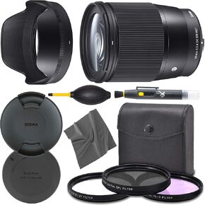 Sigma 16mm f/1.4 DC DN: (402965) عدسة معاصرة لـ Sony E + Pro Starter Bundle Kit - الإصدار الدولي in Kuwait