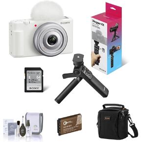 Sony ZV-1F Vlogging Camera, White Bundle with ACCVC1 Vlogger Accessory Kit, Extra Battery, Shoulder Bag, Cleaning Kit in Saudi Arabia