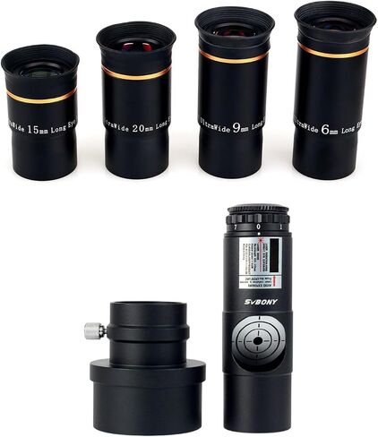 SVBONY Telescope Eyepiece Fully Multi Coated 1.25 inches Telescope Lens 66 Degree Ultra Wide Angle Bundle with Red Laser Collimator for Newtonian Marca Telescope Alignment 1.25 inches 7 Bright Levels in Saudi Arabia