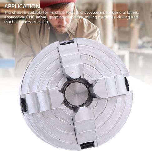Mini Lathe Chuck with Unique 4 Jaw Design, Power Lathe Accessory, Self Centering Zinc Alloy 4 Jaw Chucks with Connecting Rods for Woodworking, Small Size in Saudi Arabia