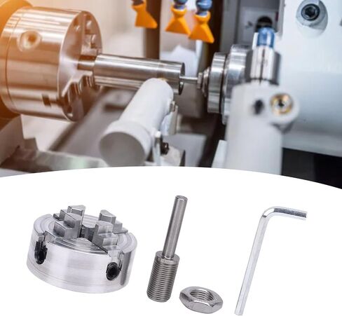 Mini Lathe Chuck with Unique 4 Jaw Design, Power Lathe Accessory, Self Centering Zinc Alloy 4 Jaw Chucks with Connecting Rods for Woodworking, Small Size in Saudi Arabia