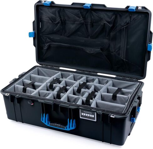 Pelican Color Case Black Pelican 1615 Air case with Blue Handles & latches. Comes with Grey Padded dividers & lid Organizer. in Saudi Arabia