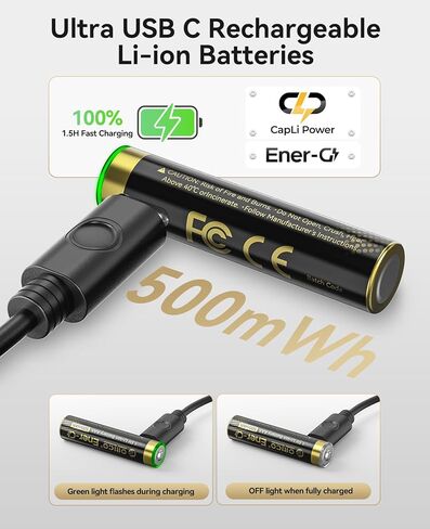 بطارية Orico Ener-G Lithium Ion Battery AA Lithium Battery 1.5V 2100MWH USB-C Charging 2H FASTER OPTER in Kuwait