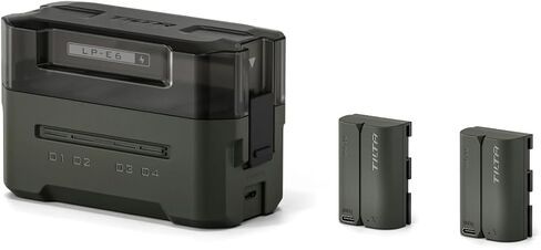 Tilta LP-E6 Portable Charging Station+ 2 Rechargeable Batteries | Charge 4 Batteries w/USB-C PD 45W Fast Charge in Saudi Arabia