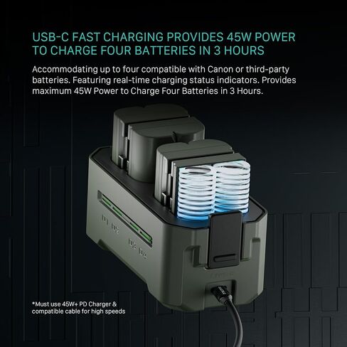 Tilta LP-E6 Portable Charging Station+ 2 Rechargeable Batteries | Charge 4 Batteries w/USB-C PD 45W Fast Charge in Saudi Arabia