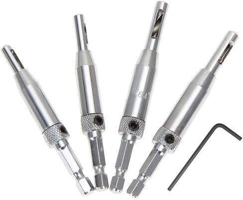 Self Centering Drill Bit 4X Hss Self Centering Hinge Hardware Drill Bit Set Door Drawer Pilot Hole Guides Eccentric Drill Bit Set Centering Drill Bit Sets for Woodworking Window Door Hinge in Saudi Arabia