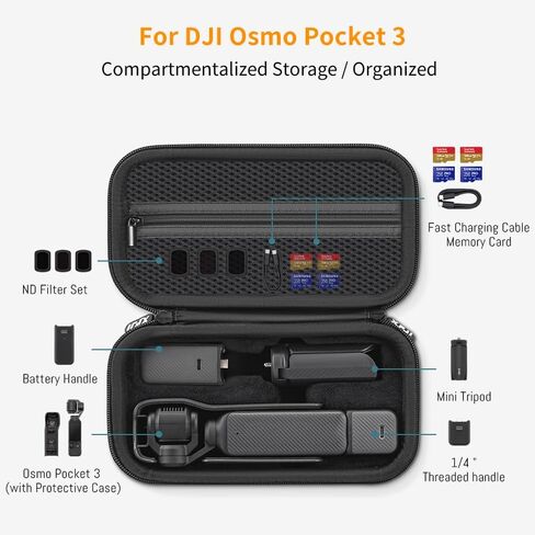 Pocket 3 Case ، حقيبة حمل محمولة ، حقيبة تخزين صلبة متوافقة مع DJI Osmo Pocket 3 Creator Combo Camera Camera مع حزام طويل المعصم (حالة فقط) in Kuwait