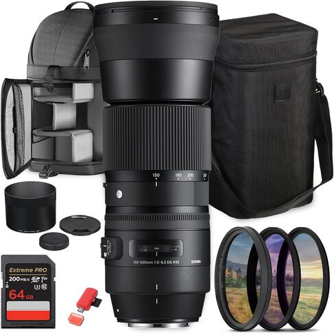Sigma 150-600mm f/5-6.3 DG OS HSM Contemporary Lens for Canon EF (MFR Part # 745-101) Ideal for Professional Portraits Weddings Indoor/Outdoor Adventure, Travel & Photography use + Accessories in Saudi Arabia