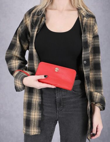 Timberland Women's Leather RFID Zip Around Wallet Clutch with Wristlet Strap in Saudi Arabia