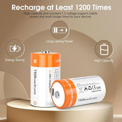 1.5 فولت USB-C بطارية ليثيوم AA القابلة لإعادة الشحن-سعة عالية 1200 مللي أمبير في الساعة ، 1200 دورة ، بطاريات الليثيوم AA 4 عبوات آمنة للألعاب والكاميرات والإلكترونيات in Kuwait