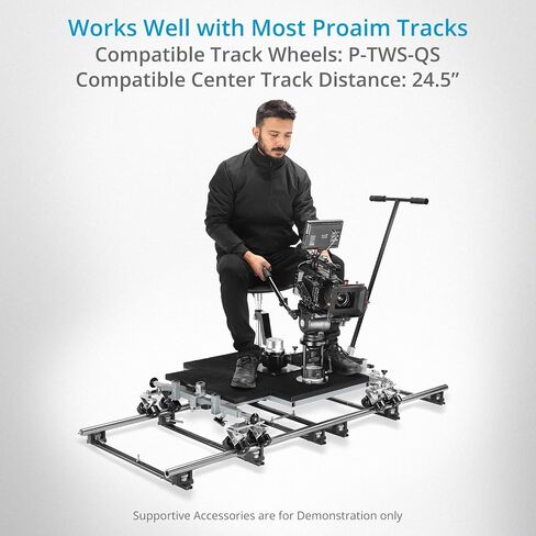 PROAIM Quad Prime Camera Doorway Dolly for Videomakers & Filmmakers. Payload up to 250kg/550lb. Compatible Track Center Distance: 24.5". Includes Euro/Elemac Mount Adapter (DL-QDPF-01) in Saudi Arabia
