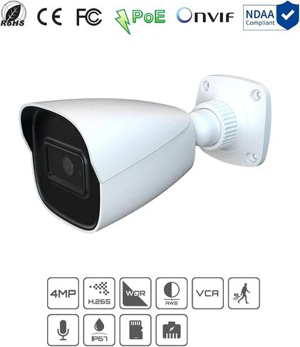 Titanium IP-5IR41-28 4MP كاميرا شبكية مزودة بالمياه ، 4MP@30 إطارًا في الثانية 2.8 مم 3D DNR DWDR NDAA CARMAY IP POE in Kuwait