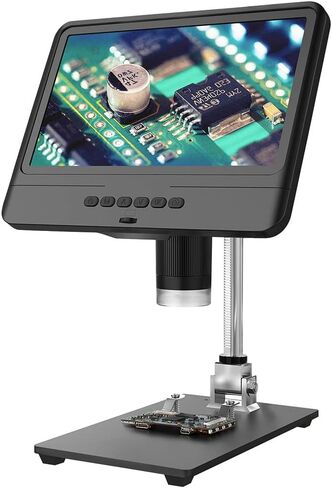 1200x Magnification Digital Microscope, 1080P Video Microscope, 12MP Resolution, LED Lights, 8.5 Inch Screen, for Coin PCB Circuit Repair Soldering in Saudi Arabia