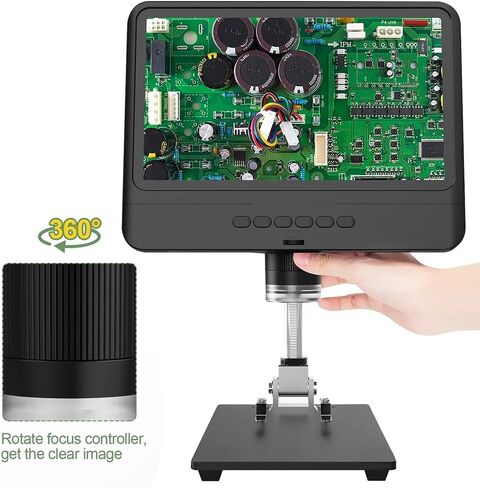 1200x Magnification Digital Microscope, 1080P Video Microscope, 12MP Resolution, LED Lights, 8.5 Inch Screen, for Coin PCB Circuit Repair Soldering in Saudi Arabia