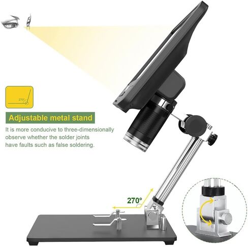 1200x Magnification Digital Microscope, 1080P Video Microscope, 12MP Resolution, LED Lights, 8.5 Inch Screen, for Coin PCB Circuit Repair Soldering in Saudi Arabia