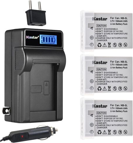 Kastar NB-5L LCD AC Battery Charger Compatible with Canon Digital IXUS 970 is, Digital IXUS 980 is, Digital IXUS 990 is, Digital IXUS 800 is, Digital IXUS 850 is, IXY Digital 910 is Cameras in Saudi Arabia