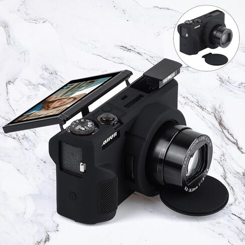 علبة الجسم الناعمة لـ Canon G7X Mark III ، غطاء واقي من السيليكون مع غطاء عدسة RMOVable لـ Canon PowerShot G7X Mark III ، G7X Mark III Case (Coffee) in Kuwait