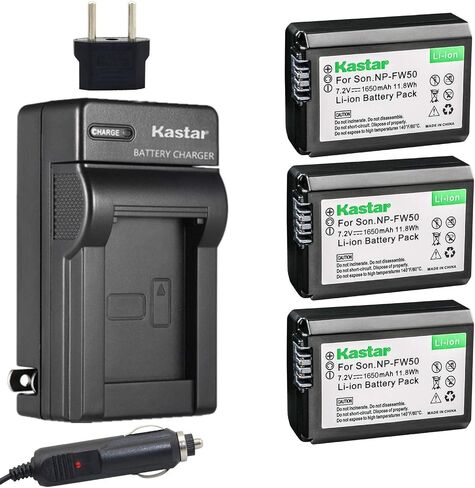 Kastar NP-FW50 Battery(3-Pack) and Charger for Sony BC-VW1 BC-TRW and Alpha 7 a7 a7R a3000 a5000 a6000 NEX-3 3N NEX-5 5N 5R 5T NEX-6 NEX-7 NEX-C3 NEX-F3 SLT-A33 A35 A37 A55V DSC-RX10 Camera in Saudi Arabia