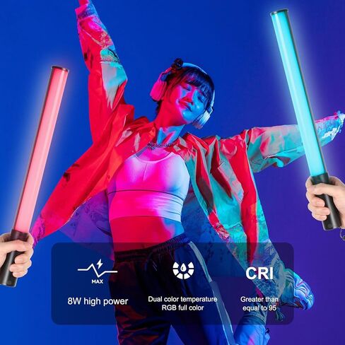 ASIXXSIX RGB التصوير الفوتوغرافي عصا ، 2600MAH قابلة لإعادة الشحن المحمول باليد ملء ملء ملء 2500-9000K سطوع قابلة للضبط ضوء الفيديو المدمج في 20 تأثيرات الإضاءة الخاصة in Kuwait