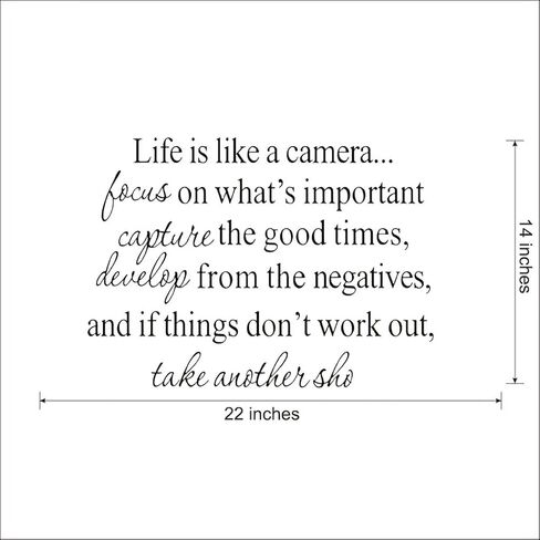 Hi-Shop Life is Like A Camera Quote Decors Wall Saying Decals Quote for Home Wall Stickers Nursery Decor(2) in Saudi Arabia