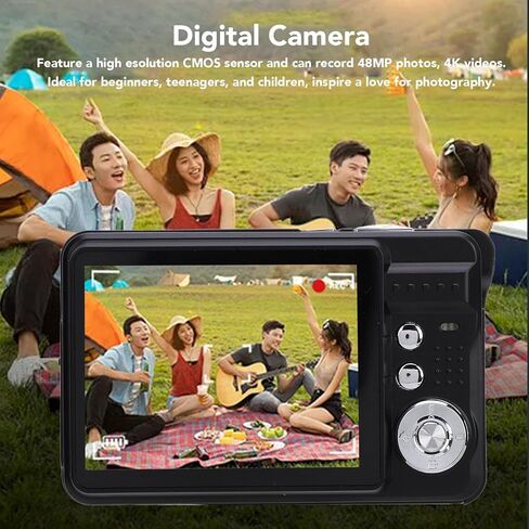 48MP 4K Digital Camera with 8X Zoom, 20 Filters for Kids Vlogging, Selfie Mode, Record Daily Moments, Travel Selfies, Video Recording, Flip Screen, Compact Camera, Built in Flash in Kuwait