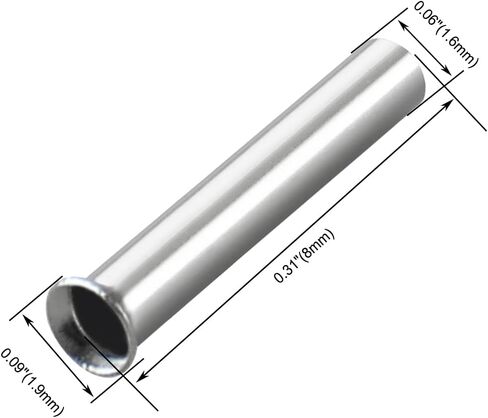 Baomain AWG 18/1.0mm² Long: 8mm Wire Copper Crimp Connector Non Insulated Ferrule Pin Cord End Terminal EN1008mm Pack of 2000 in Saudi Arabia