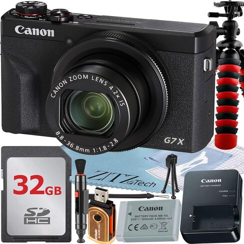 Canon PowerShot G7 X Mark III Digital Camera (Black) مع بطاقة ذاكرة 256 جيجابايت + مجموعة Cleaning Kit + حزمة الملحقات (متجددة) in Kuwait